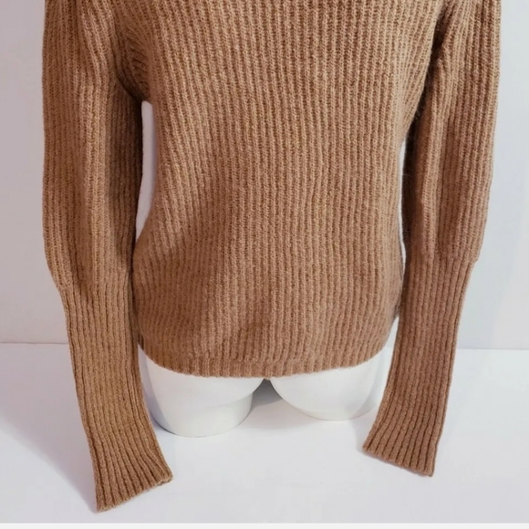 Attic & Barn Women's Tan Knit Blend Mohair Turtleneck Balloon Sleeve Sweater! M - Picture 6 of 8